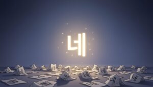 수많은 '네'라고 적힌 종이들 위로 밝게 빛나며 떠오르는 '네'라는 글자.