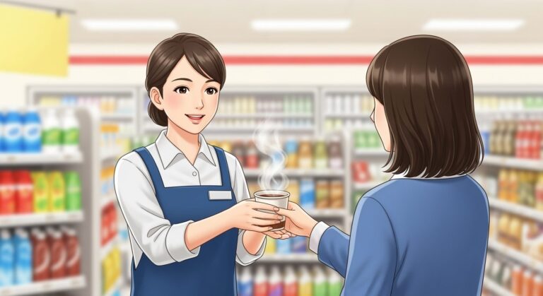 왜 별것도 아닌 일에 갑자기 눈물이 왈칵 쏟아질까? 4 편의점 직원이 고객에게 따뜻한 음료를 건네는 모습